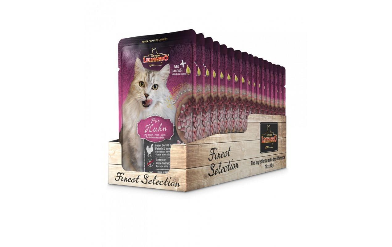 Leonardo Cat Food Nassfutter Huhn Pur, 16 x 85 g