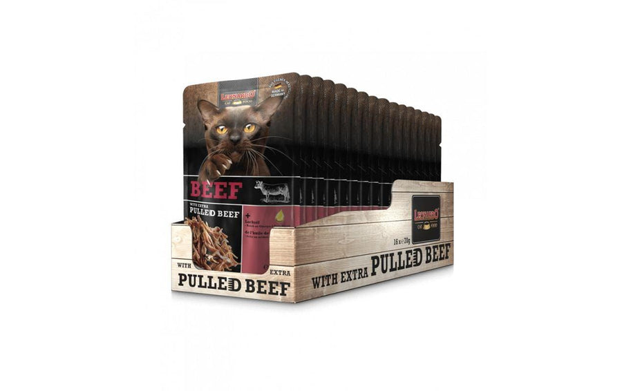 Leonardo Cat Food Nassfutter Rind & Pulled Beef, 16 x 70 g