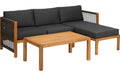 Malaga Loungeset FSC-Holz Schwarz und Braun 3-Sitzer Garteneinrichtung Acamp