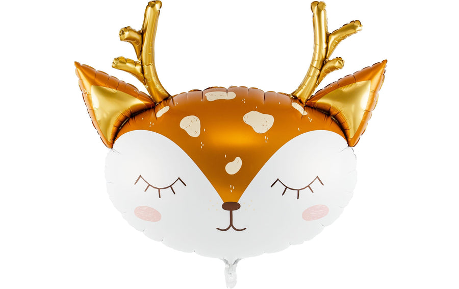 Partydeco Folienballon Hirsch Braun/Gold/Weiss