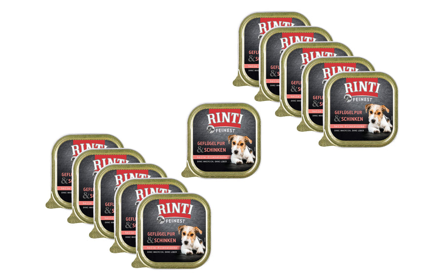 Rinti Nassfutter Feinest Geflügel Pur & Schinken, 11 x 150 g