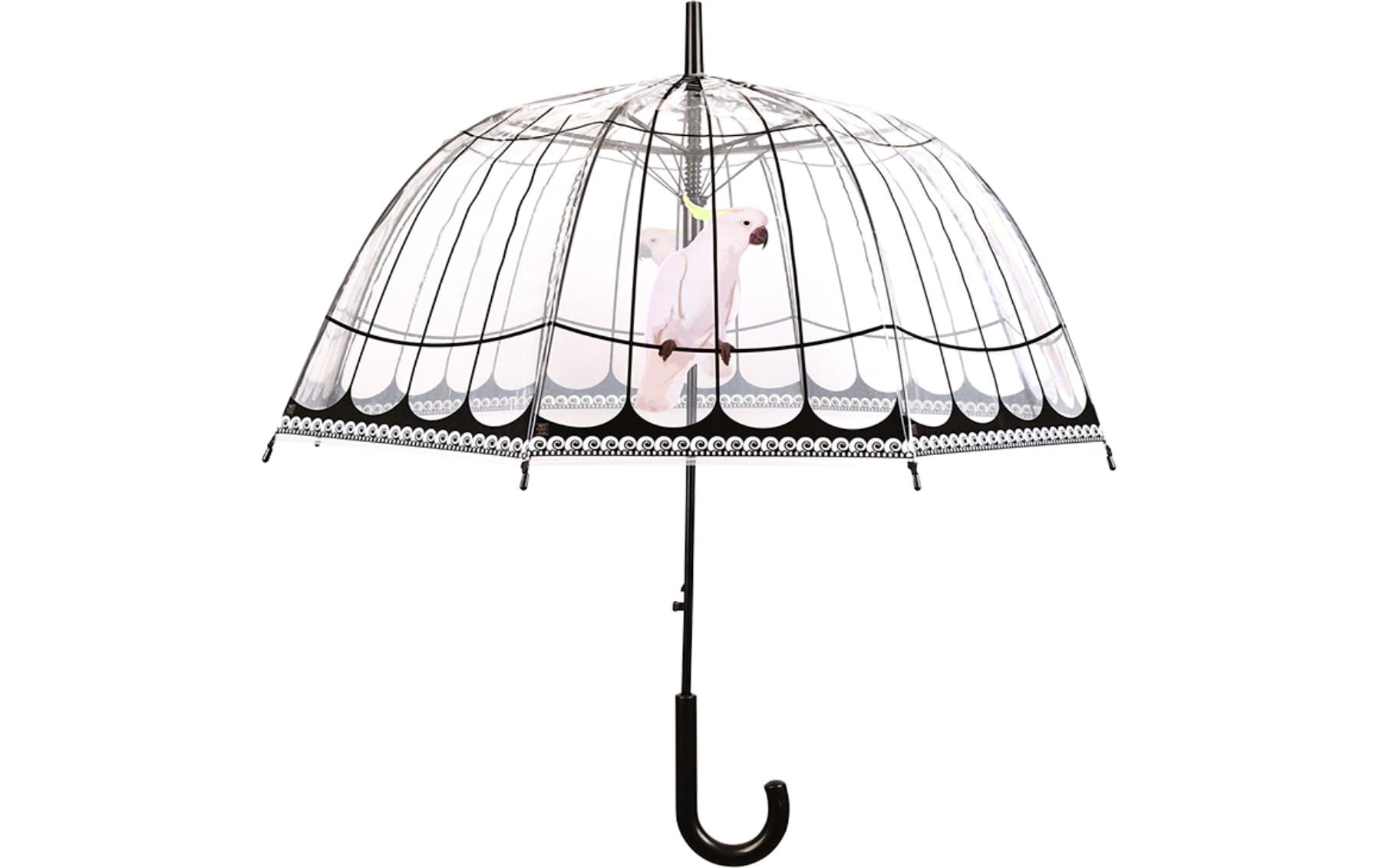 Esschert Design Schirm Vogelkäfig Schwarz/Transparent/Rosa