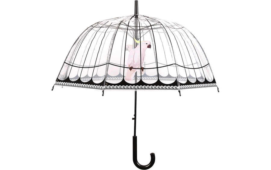 Esschert Design Schirm Vogelkäfig Schwarz/Transparent/Rosa