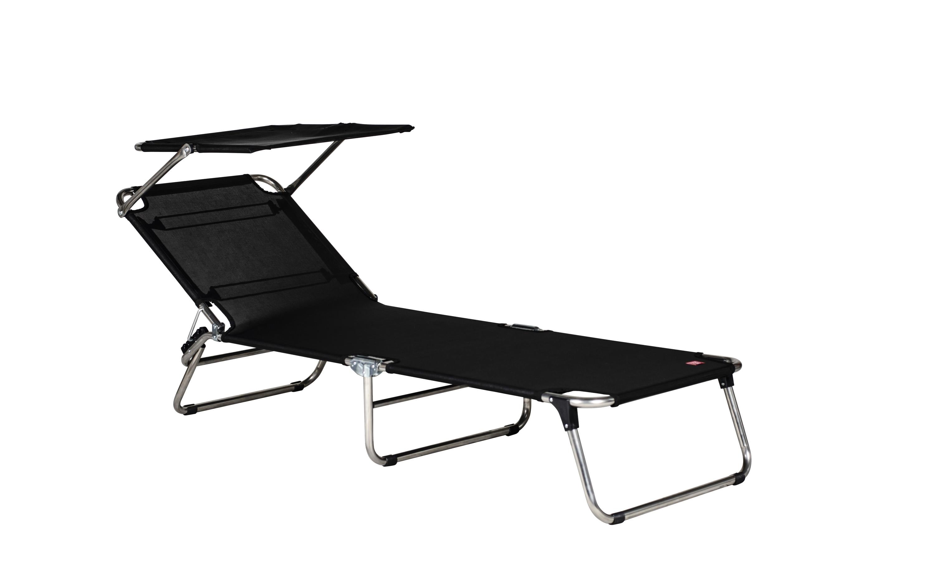 FIAM Liegestuhl Amigo 034TX klappbar mit Sonnendach Schwarz Garteneinrichtung FIAM