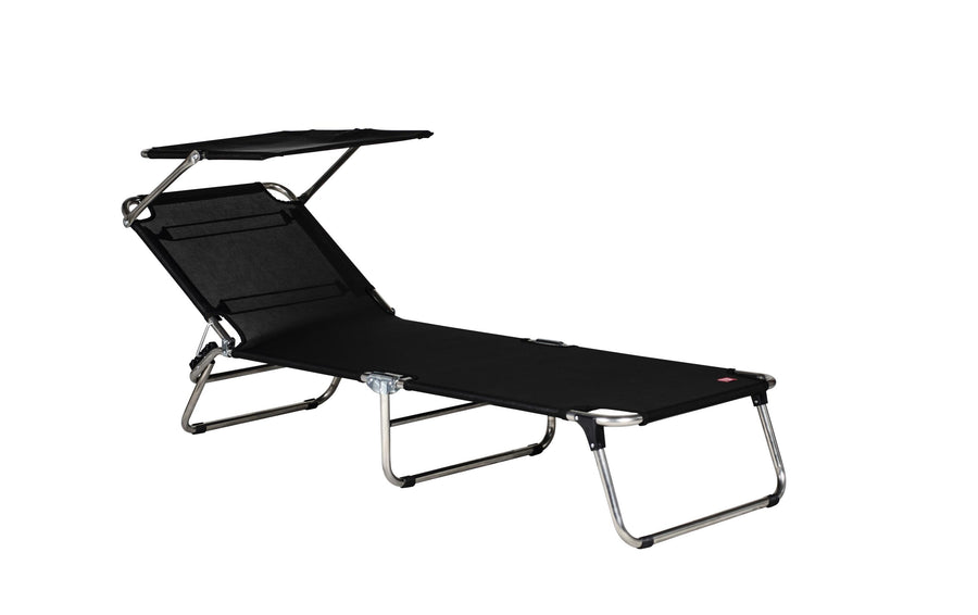 FIAM Liegestuhl Amigo 034TX klappbar mit Sonnendach Schwarz Garteneinrichtung FIAM