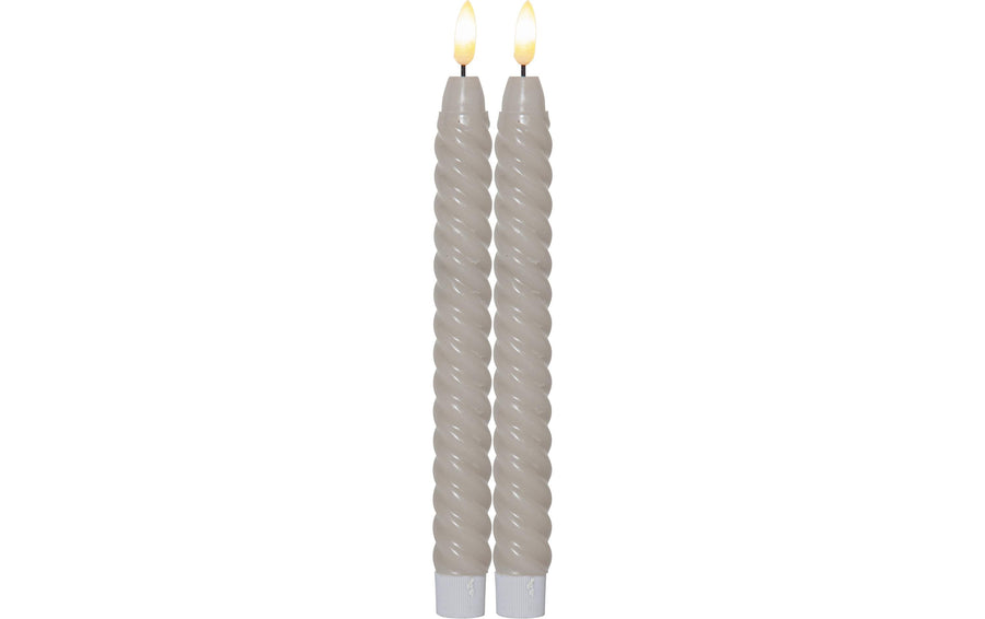 Star Trading LED-Stabkerzen Set Flamme Swirl, Ø 2.3 x 25 cm, Beige, 2 Stk