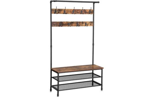 VASAGLE Garderobe Mit Schuhablage 100 x 41,5 x 182 cm Braun/Schwarz