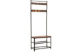 VASAGLE Garderobe mit Schuhablagen 175 cm, Braun/Schwarz