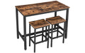 VASAGLE Bartisch mit 2 Hockern 40/120 x 65 cm/90 cm, Schwarz/Braun