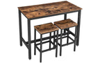 Vasagle Bartisch mit 2 Hocker Schwarz/Braun