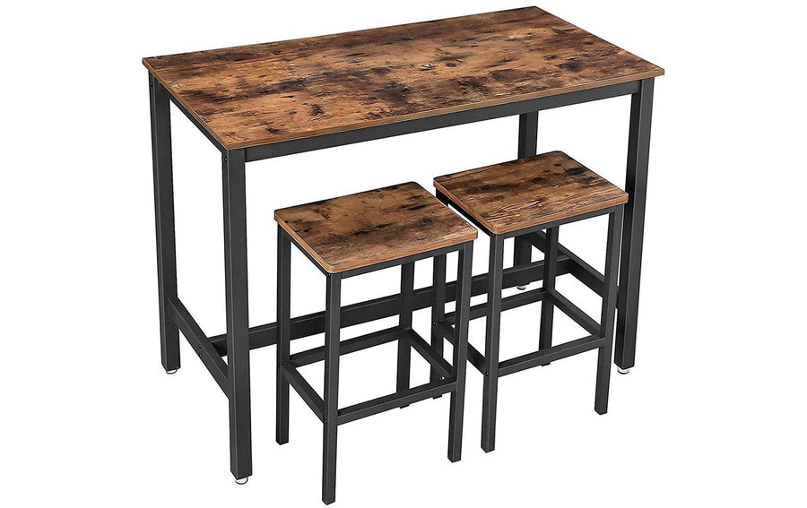 Vasagle Bartisch mit 2 Hocker Schwarz/Braun