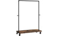 VASAGLE Garderobenständer auf Rollen 162 cm, Schwarz/Braun