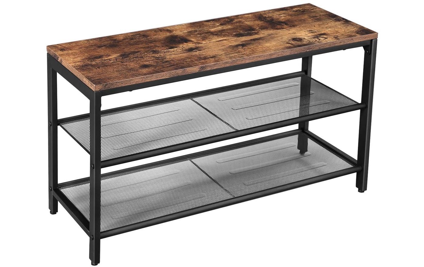 Vasagle Schuhgestell aus Holz und Eisen Schwarz/Braun