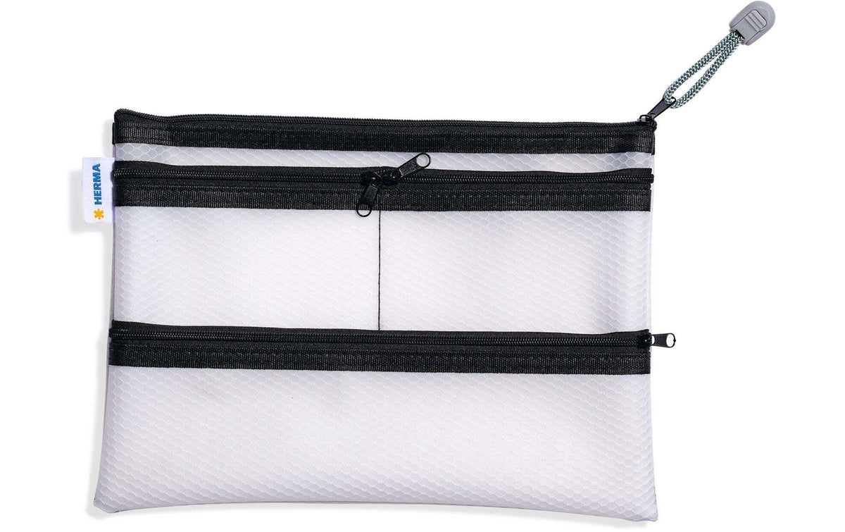 HERMA Etui Mesh Bag A5, 14 x 21.7 cm, Schwarz/Weiss