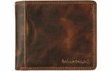 Maverick Original Portemonnaie aus braunem Leder mit Ziernähten und eingeprägtem Logo