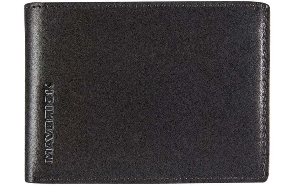 Maverick Portemonnaie aus schwarzem Leder mit RFID-Schutz und geprägtem Logo