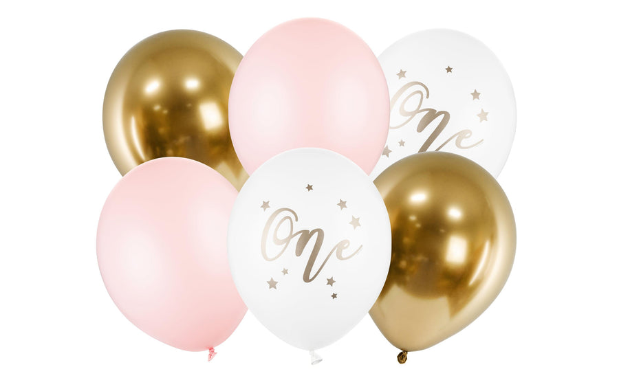 Partydeco Luftballon One Pastellpink Ø 30 cm, 6 Stück