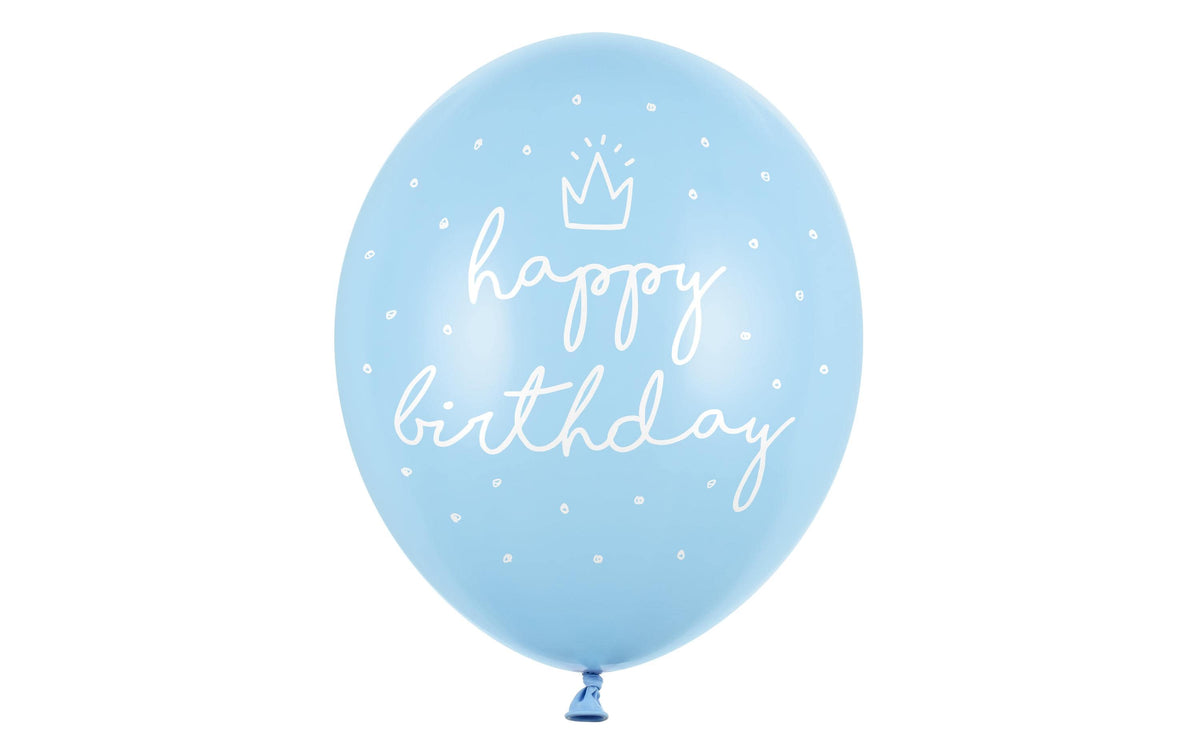 Partydeco Luftballon Happy Birthday Pastellblau Ø 30 cm, 6 Stück