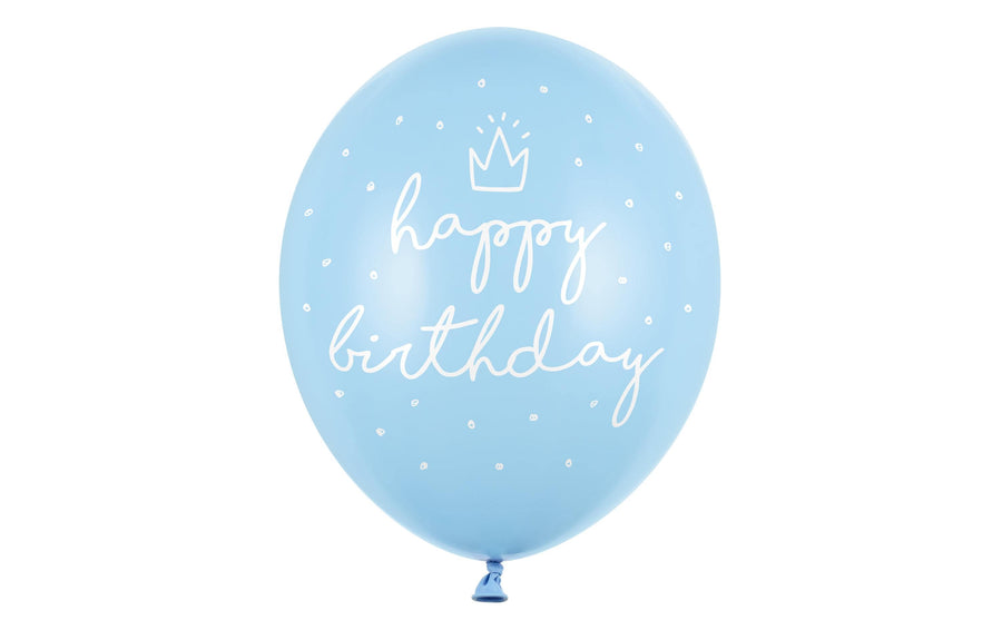 Partydeco Luftballon Happy Birthday Pastellblau Ø 30 cm, 6 Stück
