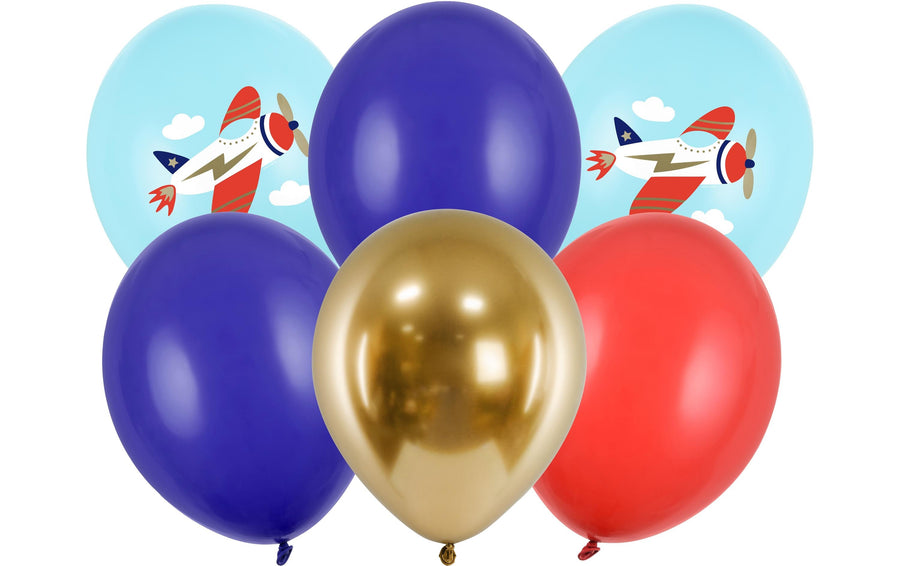 Partydeco Luftballon Flugzeug Mehrfarbig, Ø 30 cm, 6 Stück
