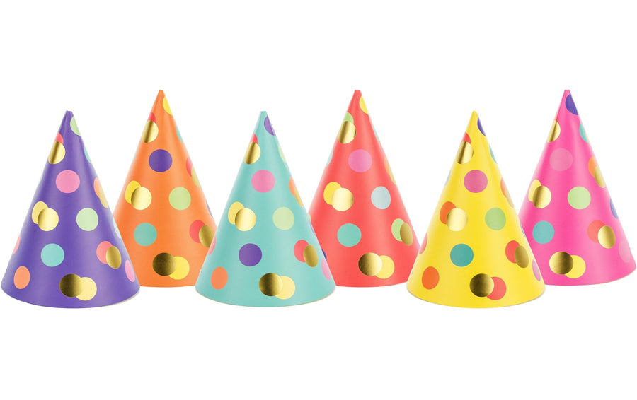 Partydeco Partyhüte gepunktet Mehrfarbig, 16 x 11 cm, 6 Stück