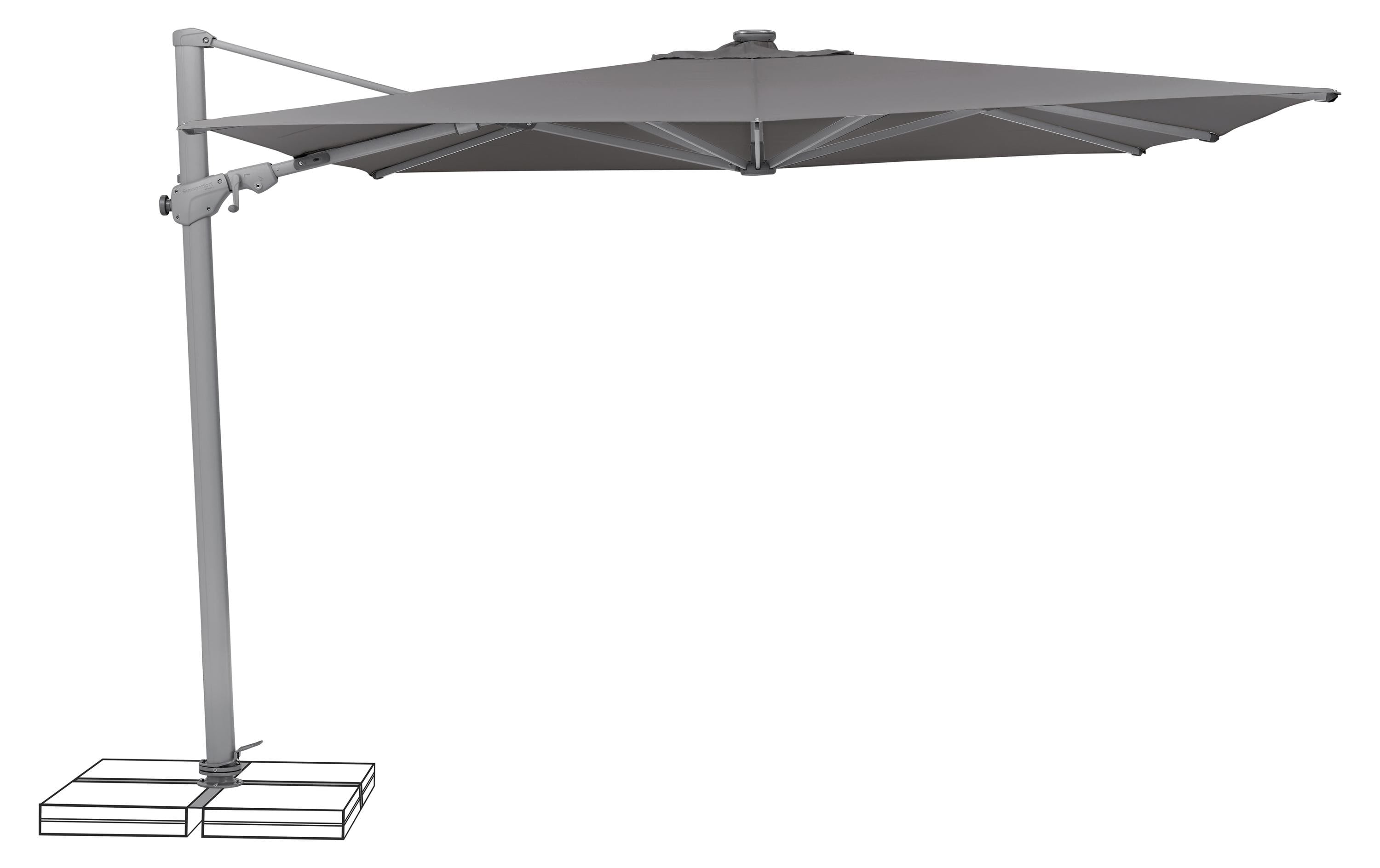 Suncomfort Sonnenschirm Varioflex Steingrau mit Solar-LED 300x300 cm Garteneinrichtung Suncomfort by Glatz