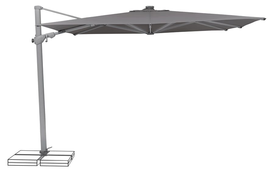 Suncomfort Sonnenschirm Varioflex Steingrau mit Solar-LED 300x300 cm Garteneinrichtung Suncomfort by Glatz