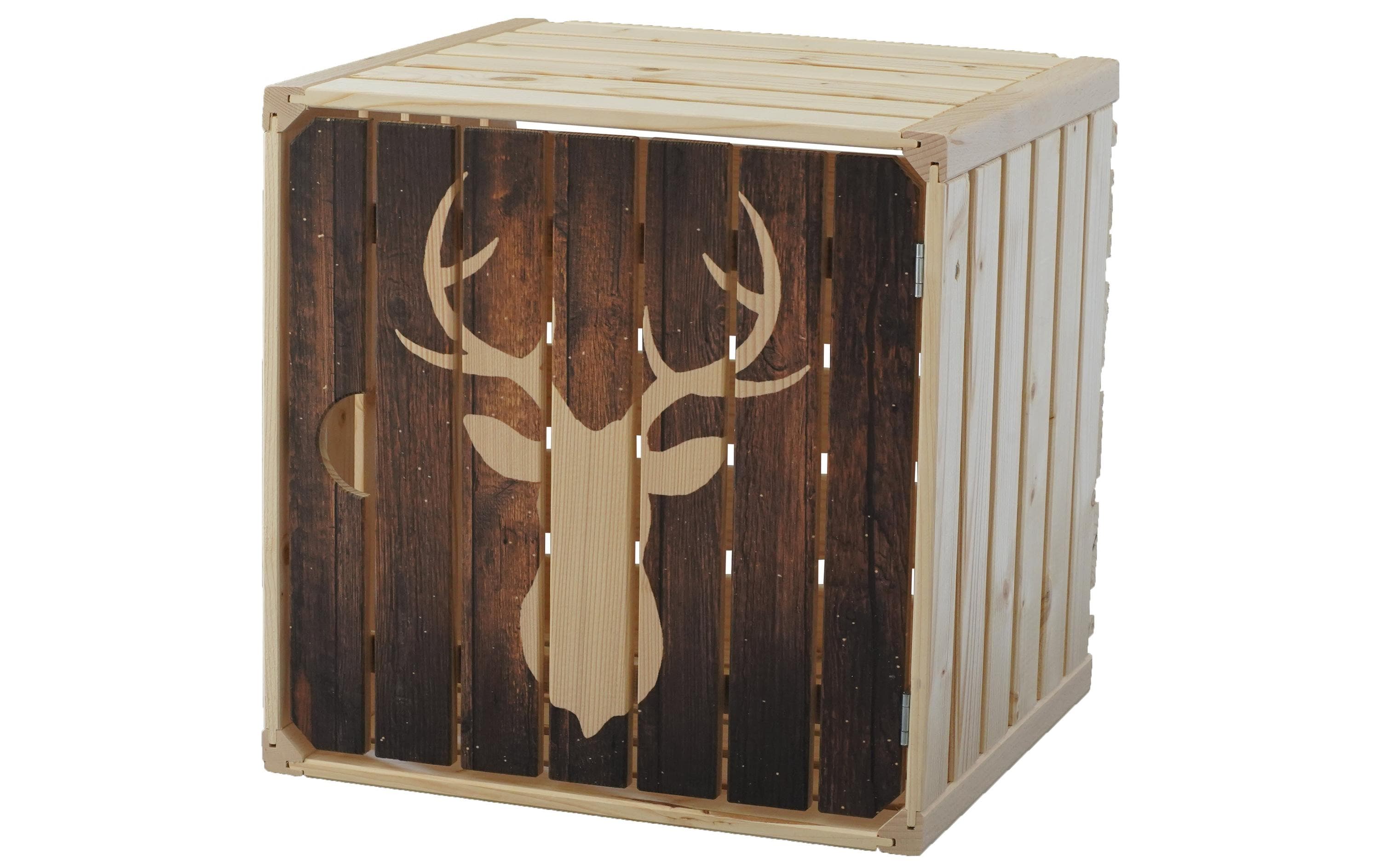 Holz Zollhaus Holzharasse Hirsch mit Tür