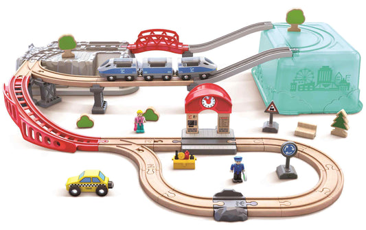 Hape Eisenbahn Stadtbahn-Set in praktischer Box