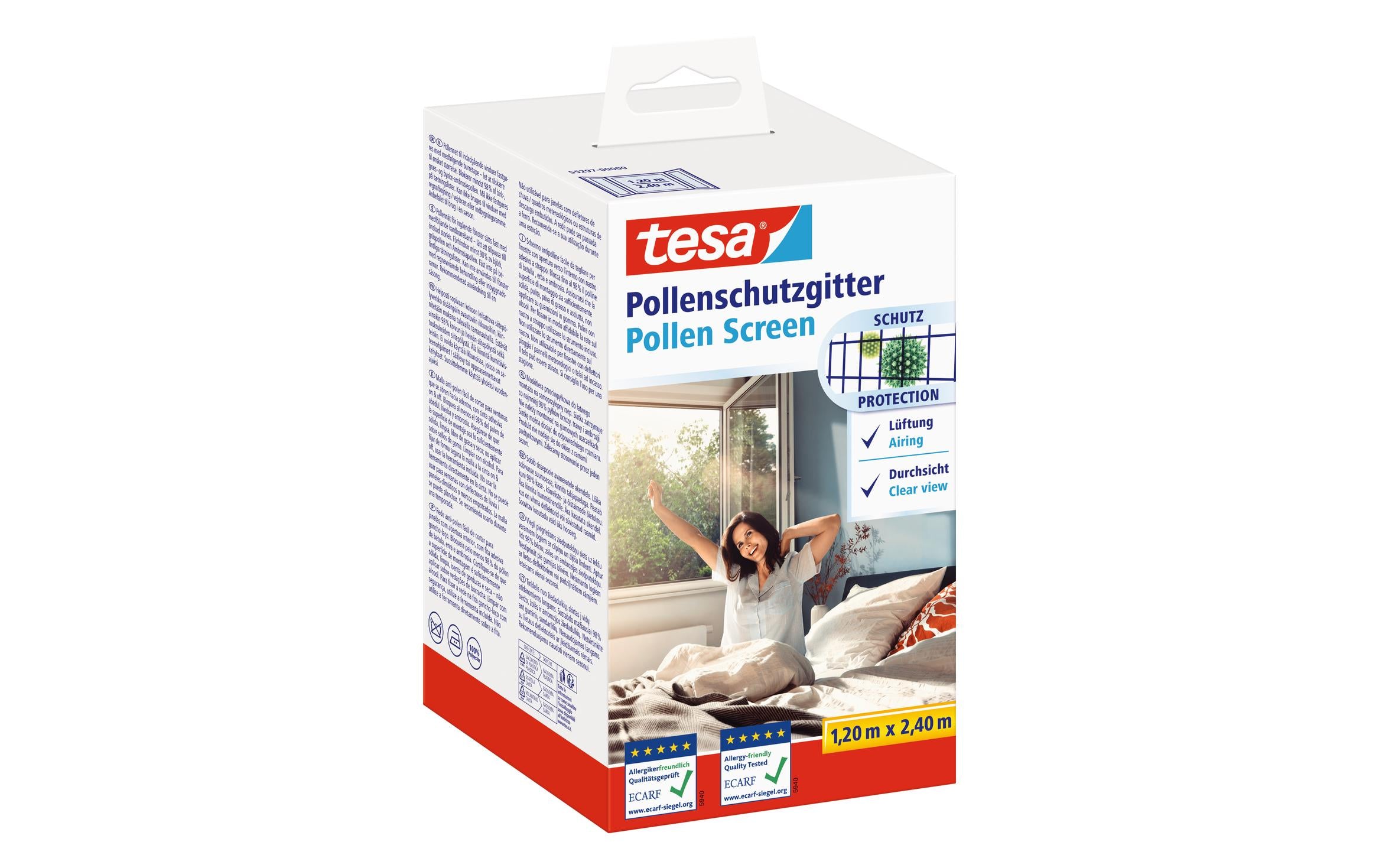 Tesa Pollenschutzgitter Fliegengitter Anthrazit-transparent 120 cm x 240 cm Garteneinrichtung tesa