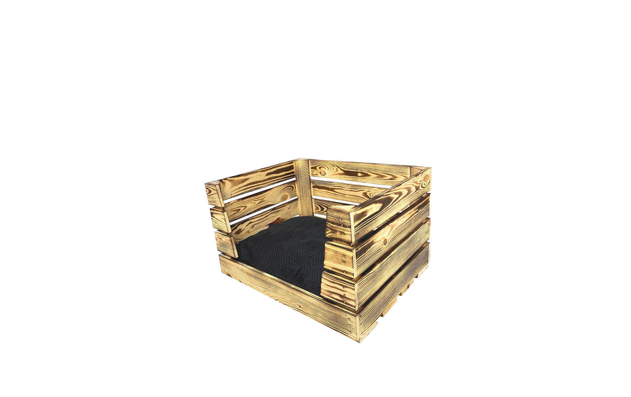 Holz Zollhaus Katzenbett Vintage geflammt, 50 x 40 x 30 cm