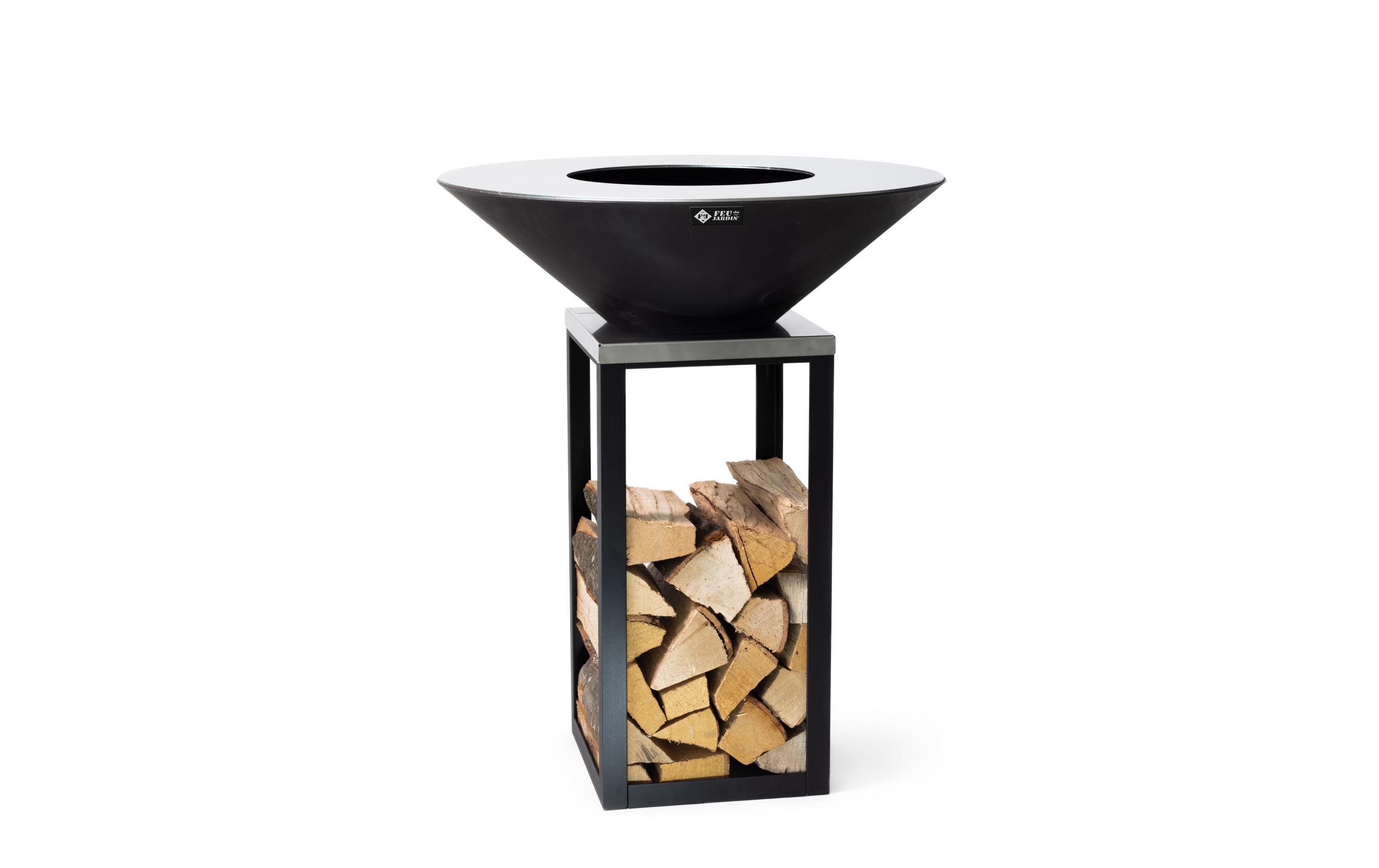 Feu du Jardin Edelstahl Feuerstelle Schwarz 80 cm mit Grillplatte Grills & Feuerstellen FEU DU JARDIN