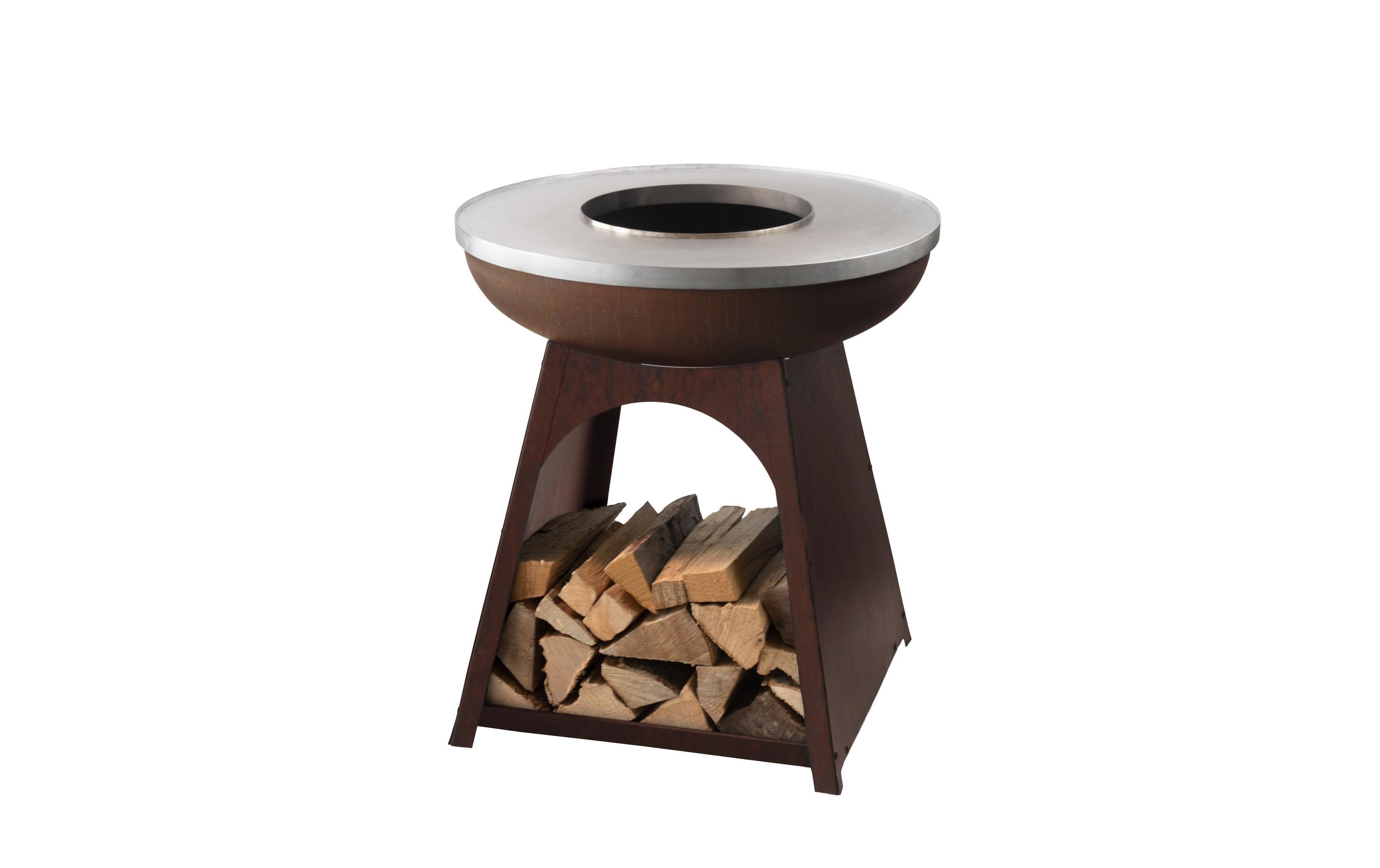 FEU DU JARDIN Feuerstelle Edelstahl 78 cm mit Holzablage Grills & Feuerstellen FEU DU JARDIN
