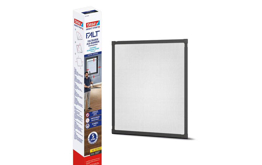 tesa Insect Stop Fliegengitter Aluminium anthrazit teleskopisch 80-140 cm Garteneinrichtung tesa
