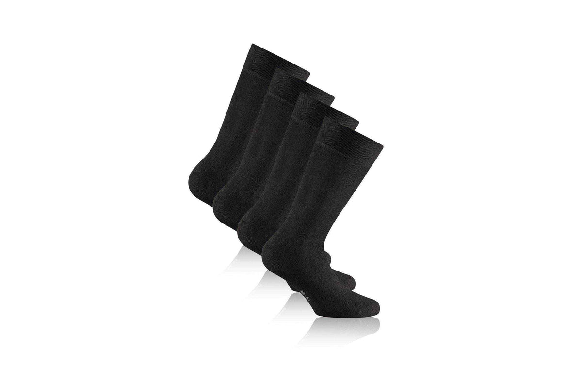 Rohner Bambussocken im 2er-Pack, schwarz, mit glattem Schaft und Fuß