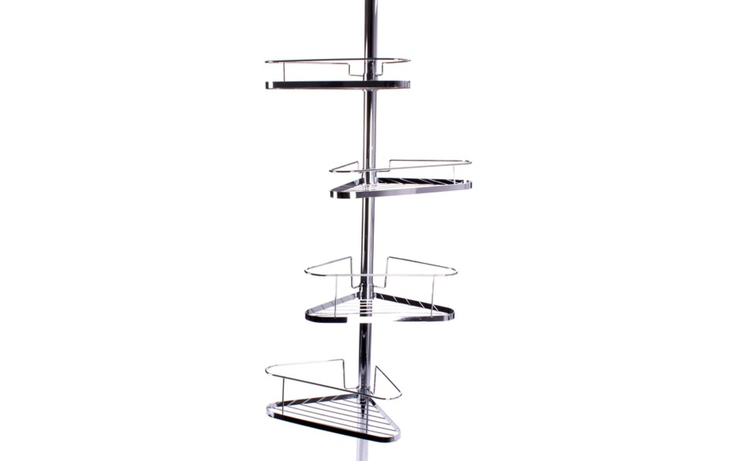 MSV Duschmittelhalter Teleskopstange 145-250 cm, 4 Körbe, Silber