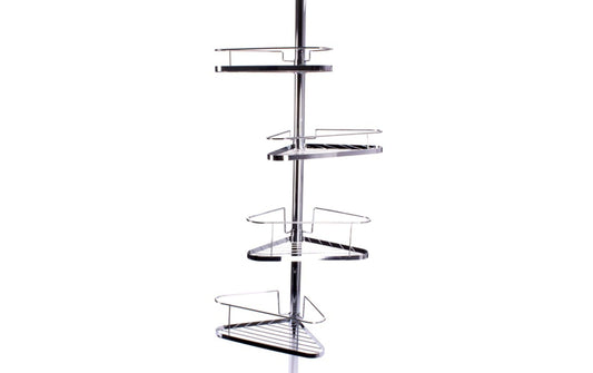 MSV Duschmittelhalter Teleskopstange 145-250 cm, 4 Körbe, Silber