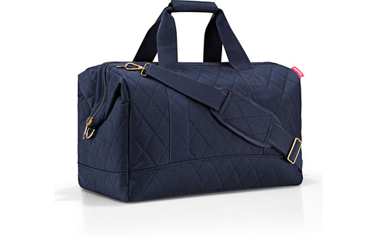 Reisenthel Umhängetasche Allrounder L Rhombus Black, dunkelblaue Reisetasche mit Rautensteppung und Tragegriffen
