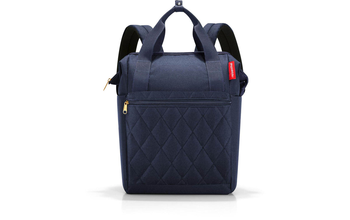 Reisenthel Rucksack Allrounder R, dunkelblau mit gestepptem Rautenmuster und Frontfach
