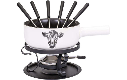 Kadastar Käsefondue-Set Kuh E22 9 Teile, Weiss