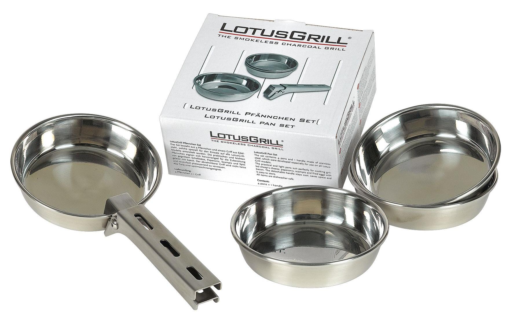 Inox Pfännchen-Set Edelstahl Silber 4-teilig für Grillen Grills & Feuerstellen LotusGrill