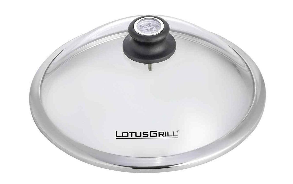 LotusGrill Glashaube aus Glas, rund, mit Thermometer