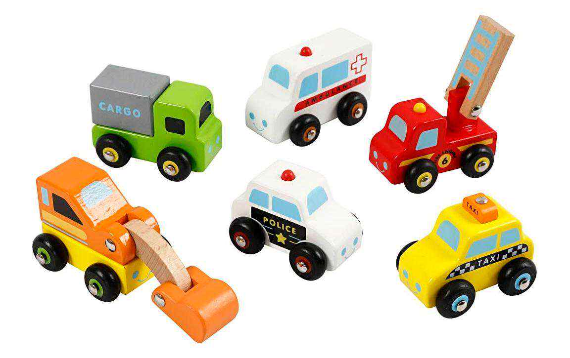 Viga Spielzeugfahrzeug Mini-Autos 6 Stk.