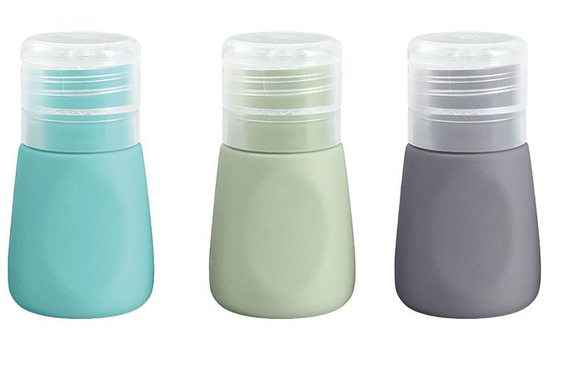 diaqua® Kosmetikflaschen 3er Set, Türkis/Hellgrün/Grau