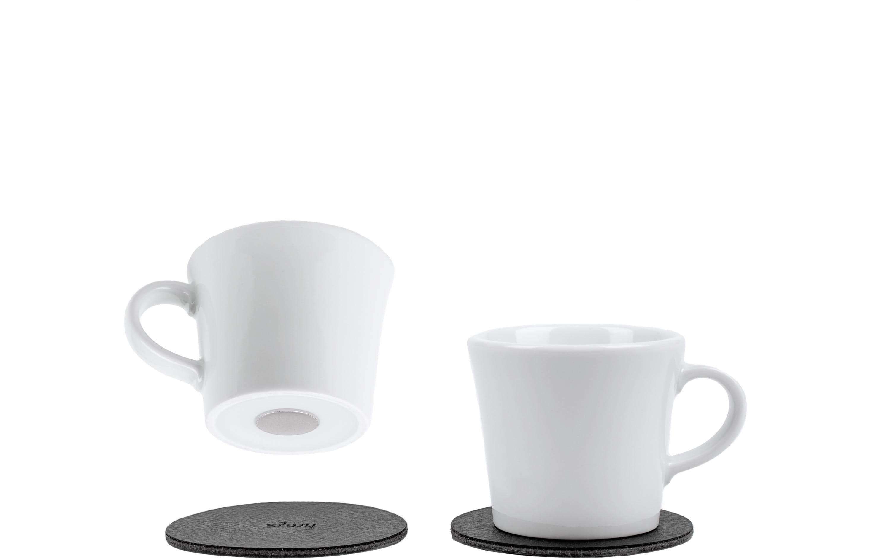 Porzellan Magnet-Espressotassen 2 Metall-Nano-Gel-Pads, Champagner