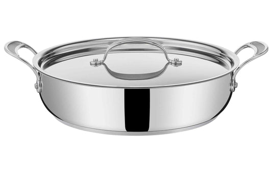 Tefal Servierpfanne aus Edelstahl mit Glasdeckel und zwei Griffen, 30 cm