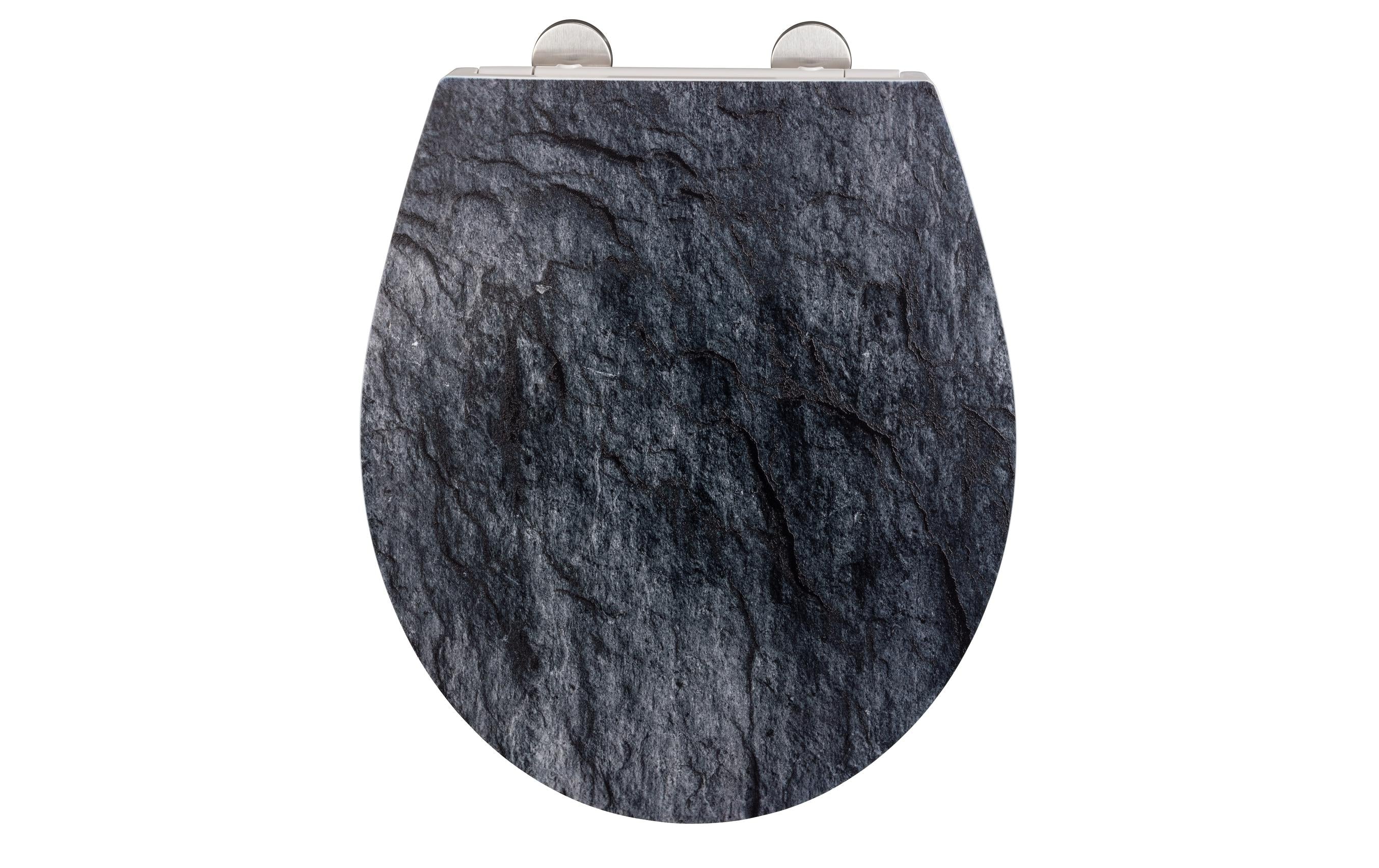 Wenko Toilettensitz Slate Rock Absenkautomatik, Grau