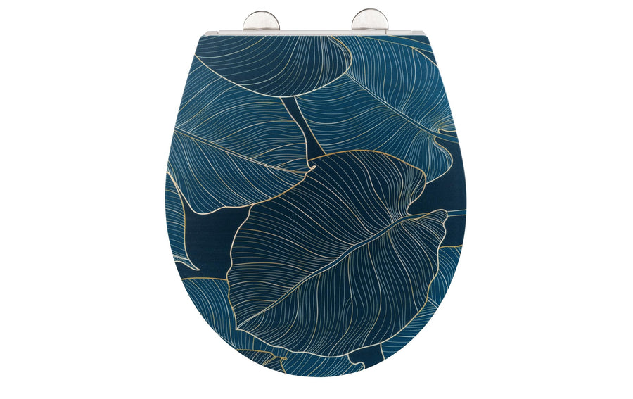 Wenko Toilettensitz Big Leaves Absenkautomatik, Blau/Grün