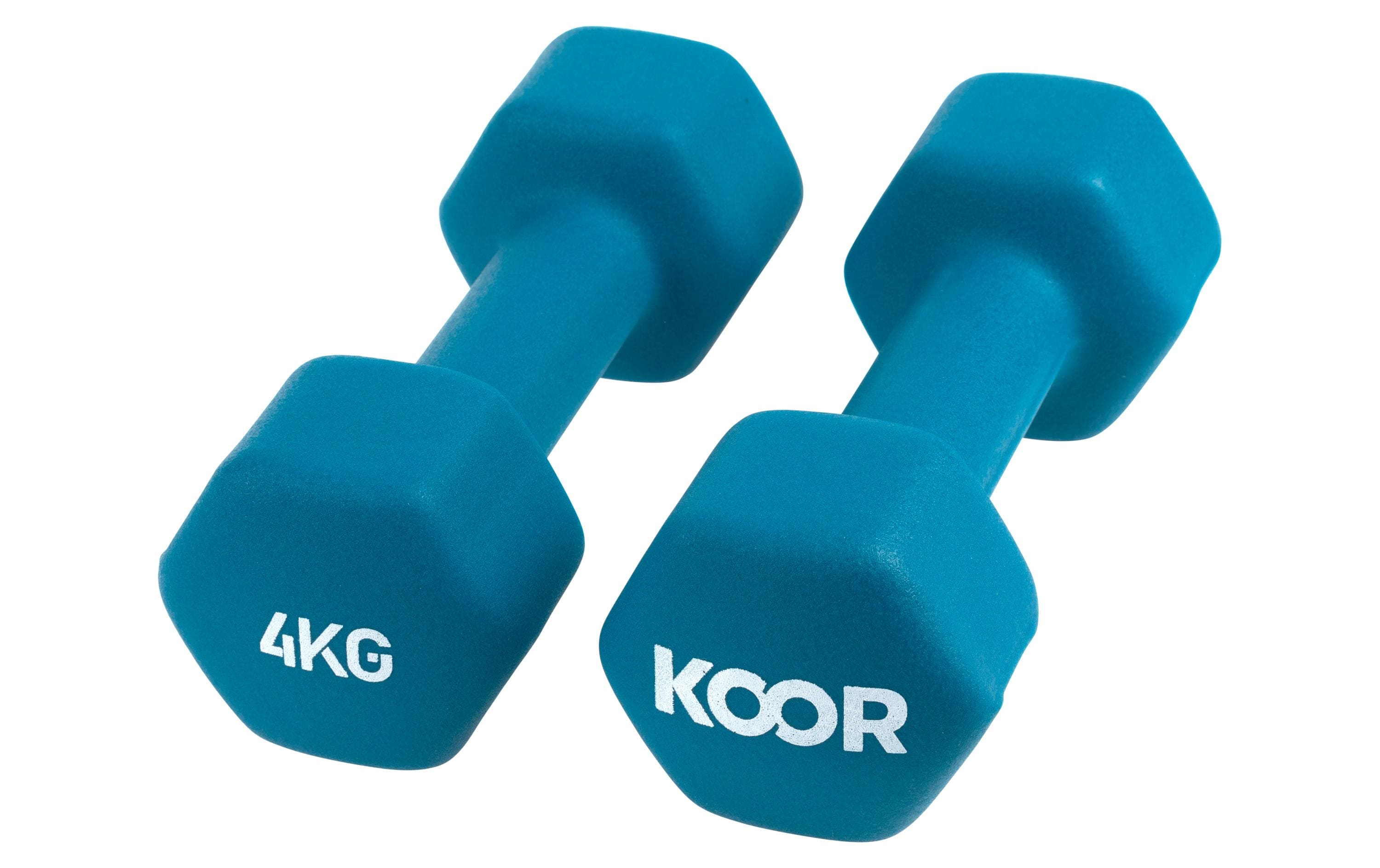 KOOR, Kurzhantel-Set 4 kg, Türkis 4 kg, Neopren, türkis