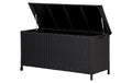 Schou Gartenbox wetterfest Schwarz Metall Rattan 133x55cm Garteneinrichtung Schou
